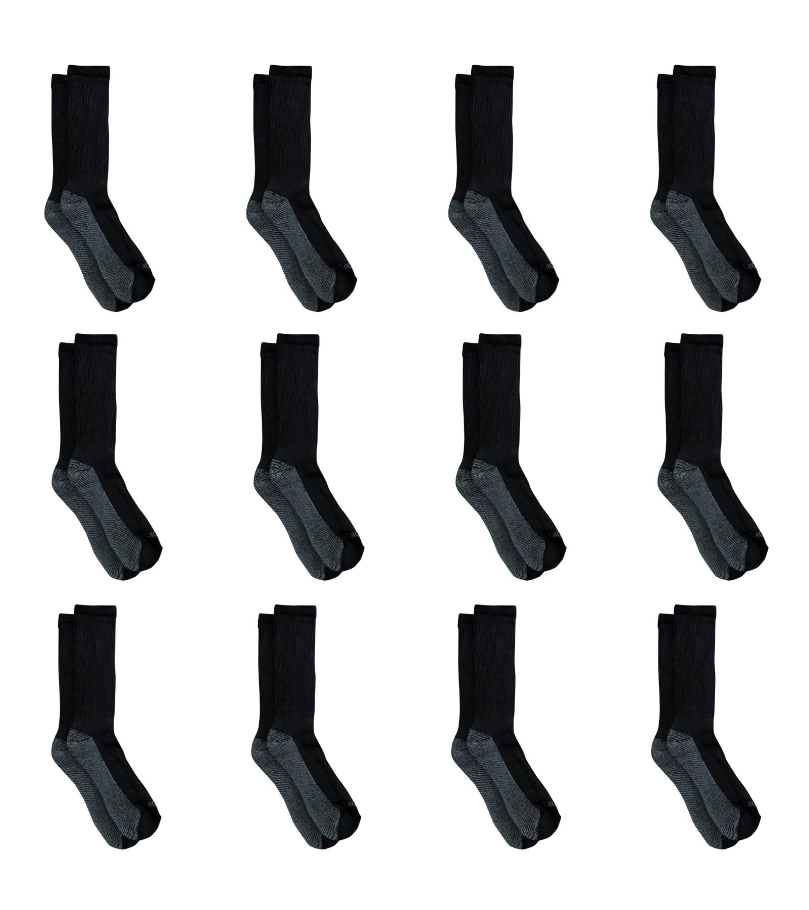 Dickies Men's Dri-Tech Original Moisture Control Crew Socks, Available in M-XXL (6, 12, 18 Pairs)