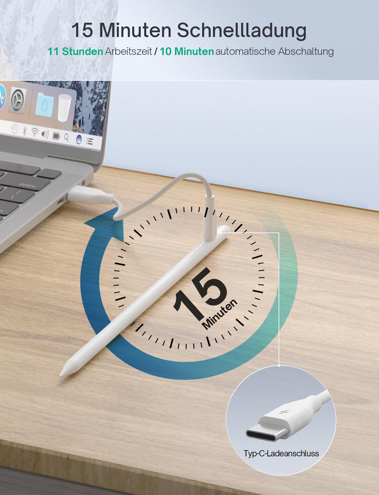 MEKO Stift für iPad Apple Pencil 2. Generation mit Magnetische Kabellose Schnellaufladung und Neigungssensitivität für iPad Pro 12,9'' 3-6 Gen. /11'' 1-4 Gen. /i-Pad Air 4/5. Gen/i-Pad Mini 6. Gen 3