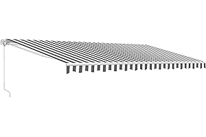 ALEKO Motorized Patio Awning | Automatic Remote Controlled | White Frame | Retractable Crank Home Deck Canopy | Upgraded 2024 | 13x10 | Gray-White