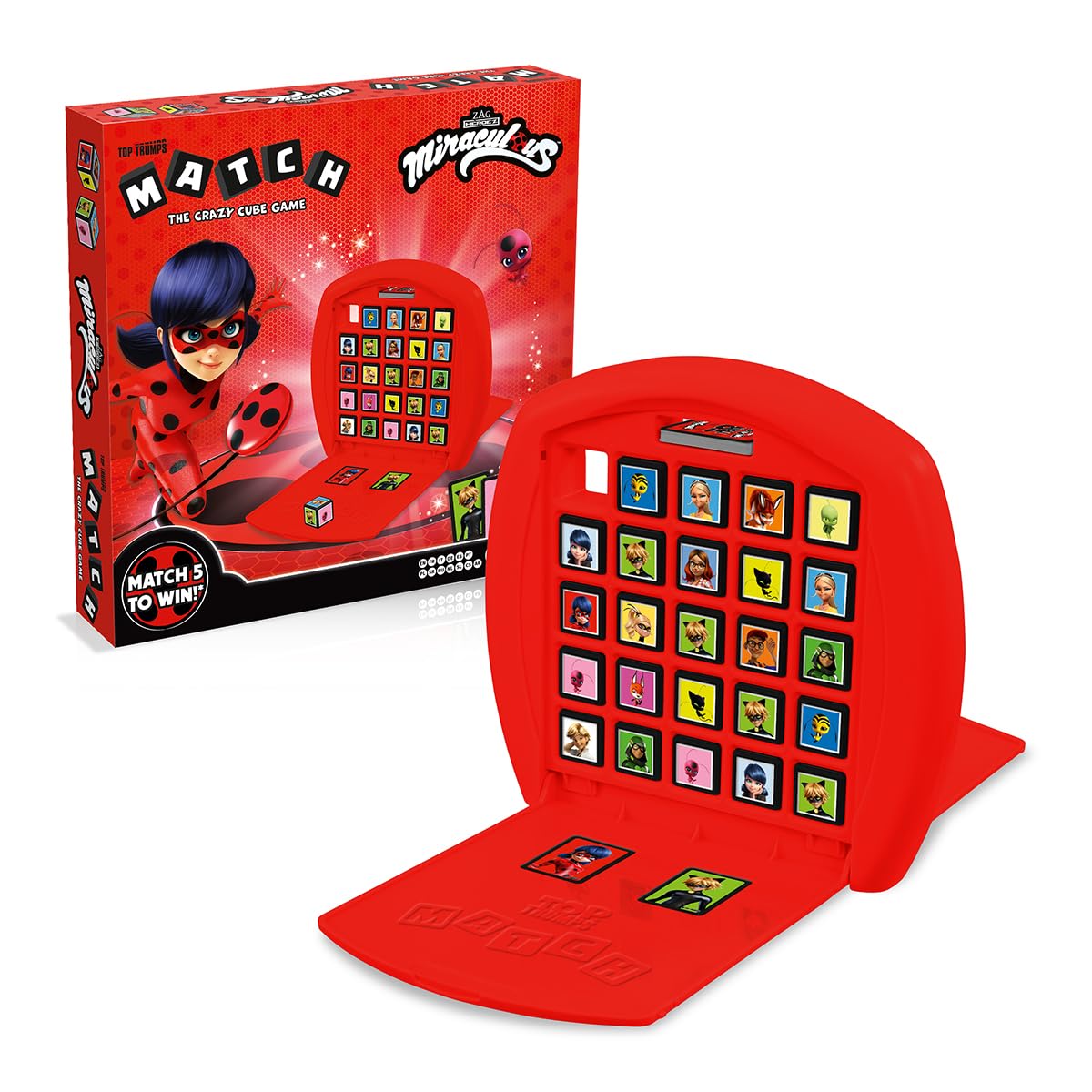 Top Trumps Miraculous Match The Crazy Cube Game, play with 15 of your favourite characters including Marinette, Adrien and Plagg, great travel board game, gift and toy for Boys and Girls Aged 4 plus