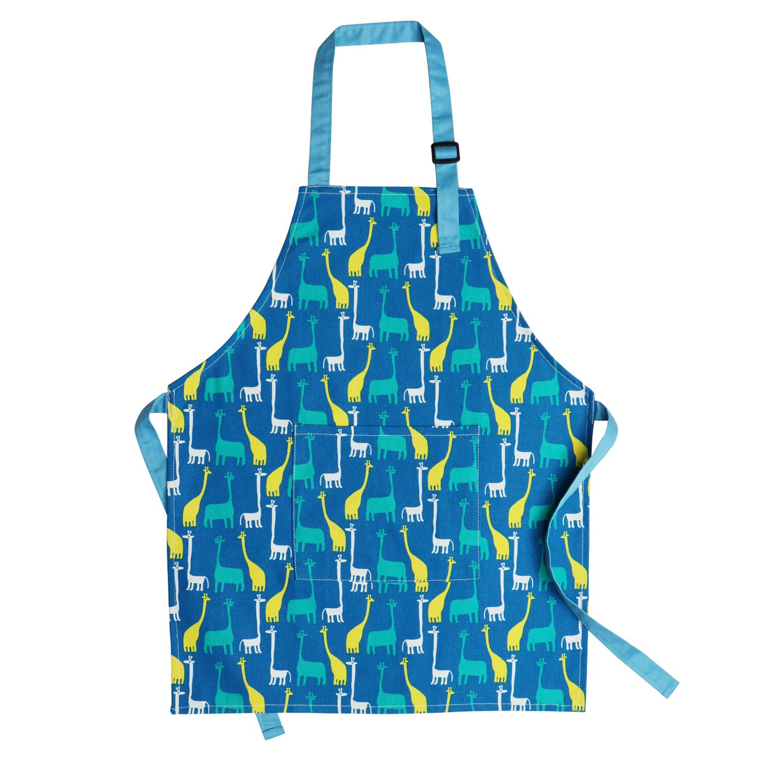 Children Aprons, Pure Cotton Kids Artists Aprons Child Chef Aprons (Blue, S)