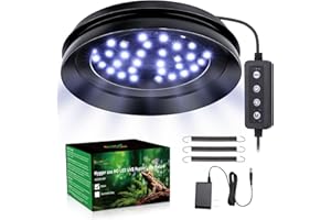 HYGGER ZOO UVB Light for Reptiles with Dimming, LED UVB Light Bulb Fixture for Bearded Dragon Gecko Lizard Turtle Snake, Adjustable Brightness UVA UVB Lamp for Tropical & Desert Reptile Tank Accessories 8W Black