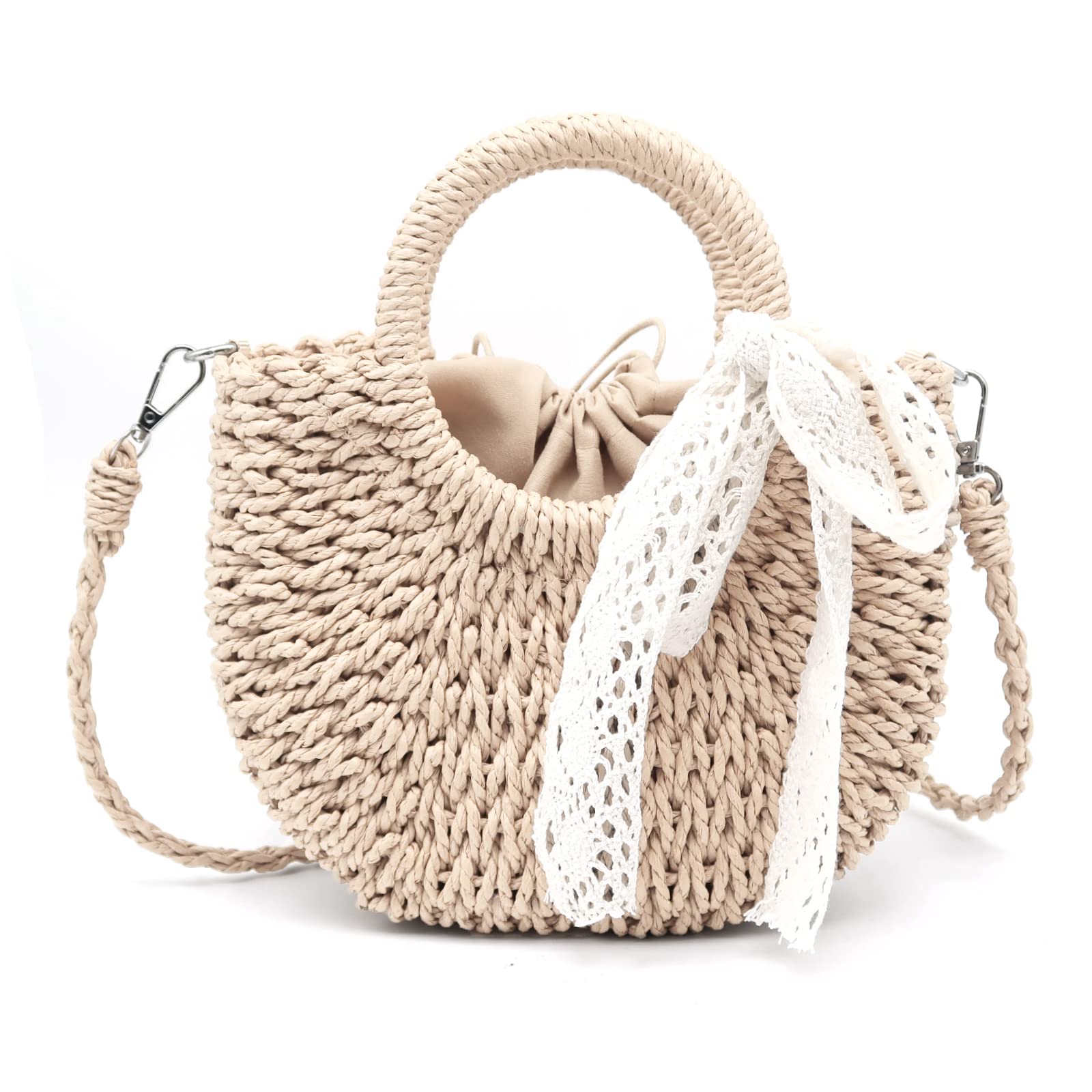 Photo 1 of Crbeqabe Straw Clutch Top Handle Handbags Rattan Straw Bag Summer Beach Tote Shoulder Bag Crossbody Travel Beach Tote