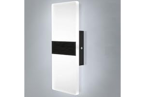 Lightess Modern Wall Sconce Dimmable Sconce Wall Lighting 12W Black Indoor Wall Lamp ​Acrylic Wall Mounted Lighting Fixture for Bedroom Living Room Hallway, Cool White