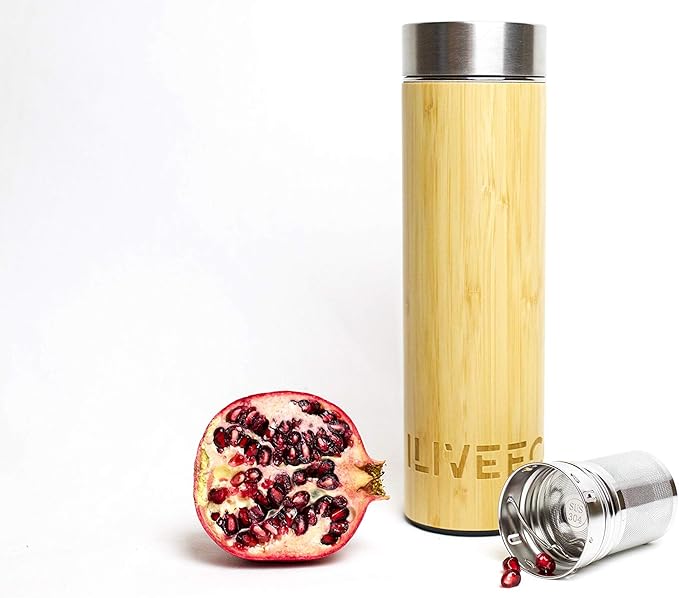 100% Organic Bamboo Tumbler with Infuser and Strainer 500ml | For Tea