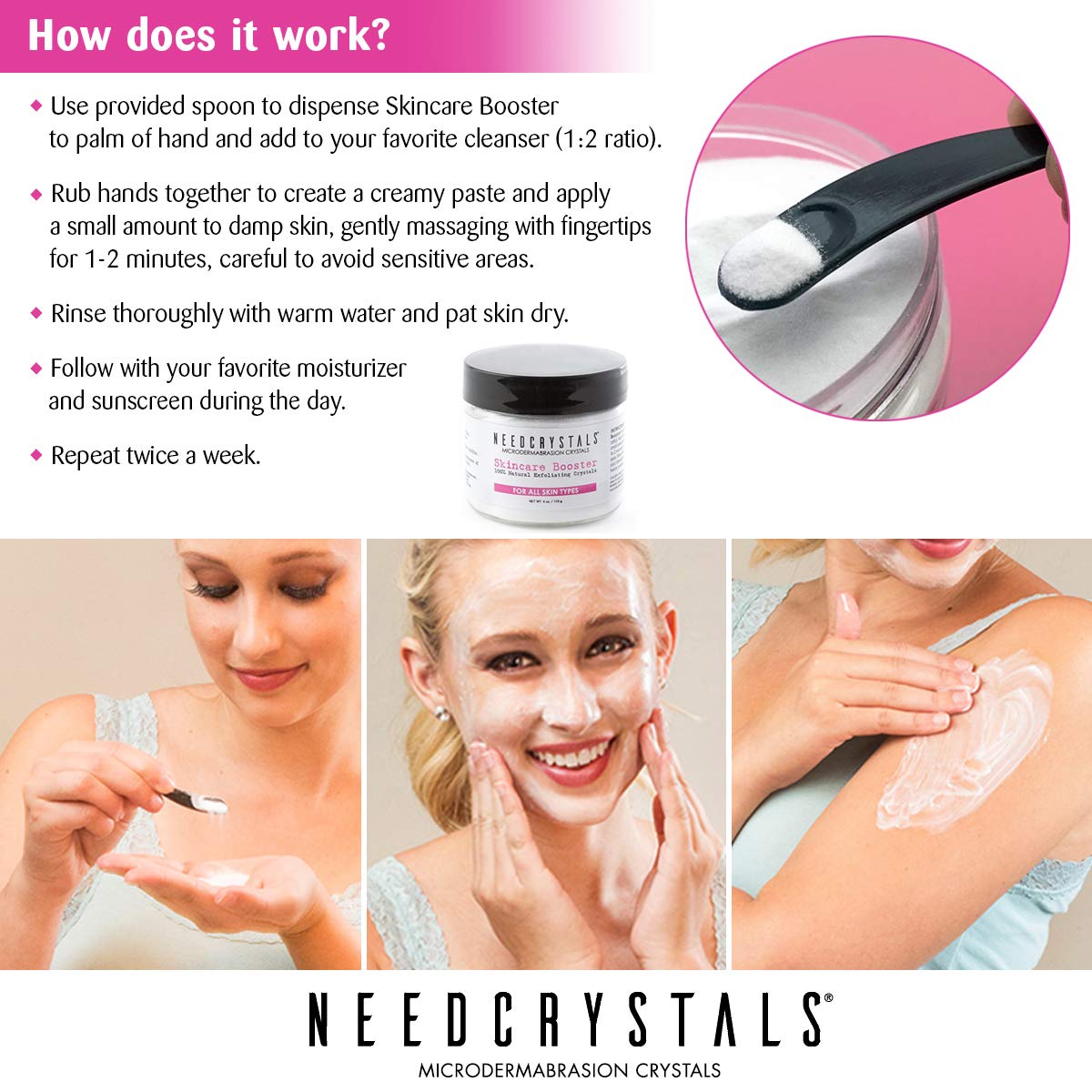NeedCrystals Microdermabrasion Crystals 4 oz. / 113 gr. DIY Face Scrub. Natural Facial Exfoliator for Dull or Dry Skin Improves Acne Scars, Blackheads, Pore Size, Wrinkles, Blemishes & Skin Texture: Beauty