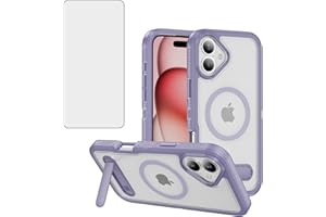 Asuwish Phone Case for iPhone 16 6.1 inch Compatible with Magsafe Tempered Glass Screen Protector Cell Cover Stand Shockproof