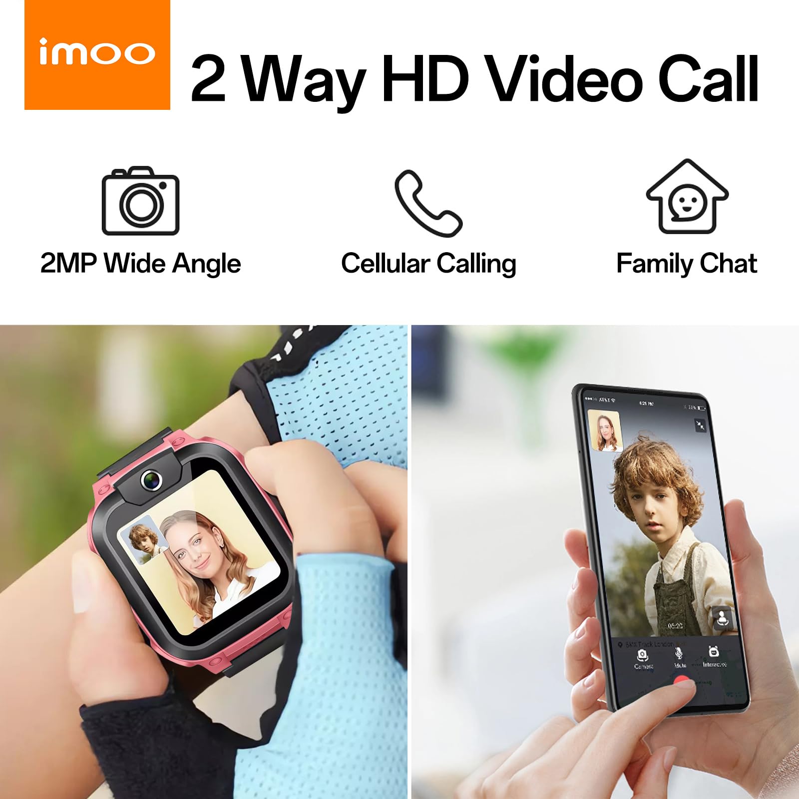 imoo Z1 Kinder-Smartwatch, 4G Anrufe Watch, IPX8 Wasserbeständigkeit, 1,3 Zoll, Frontkamera 2 MP, Schrittzähler, Lange Akkulaufzeit, Klassenzimmermodus (Rosa) 2