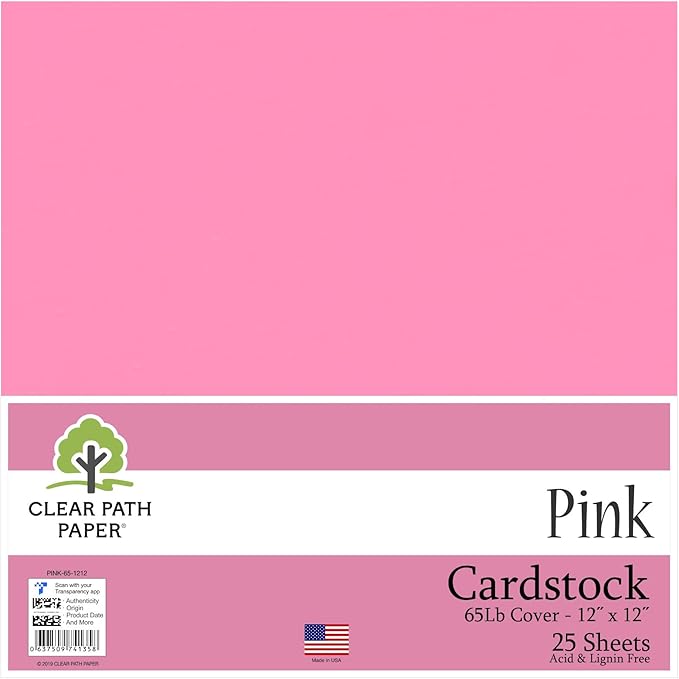 Pink Cardstock 12 x 12 inch 65Lb Cover 25 Sheets