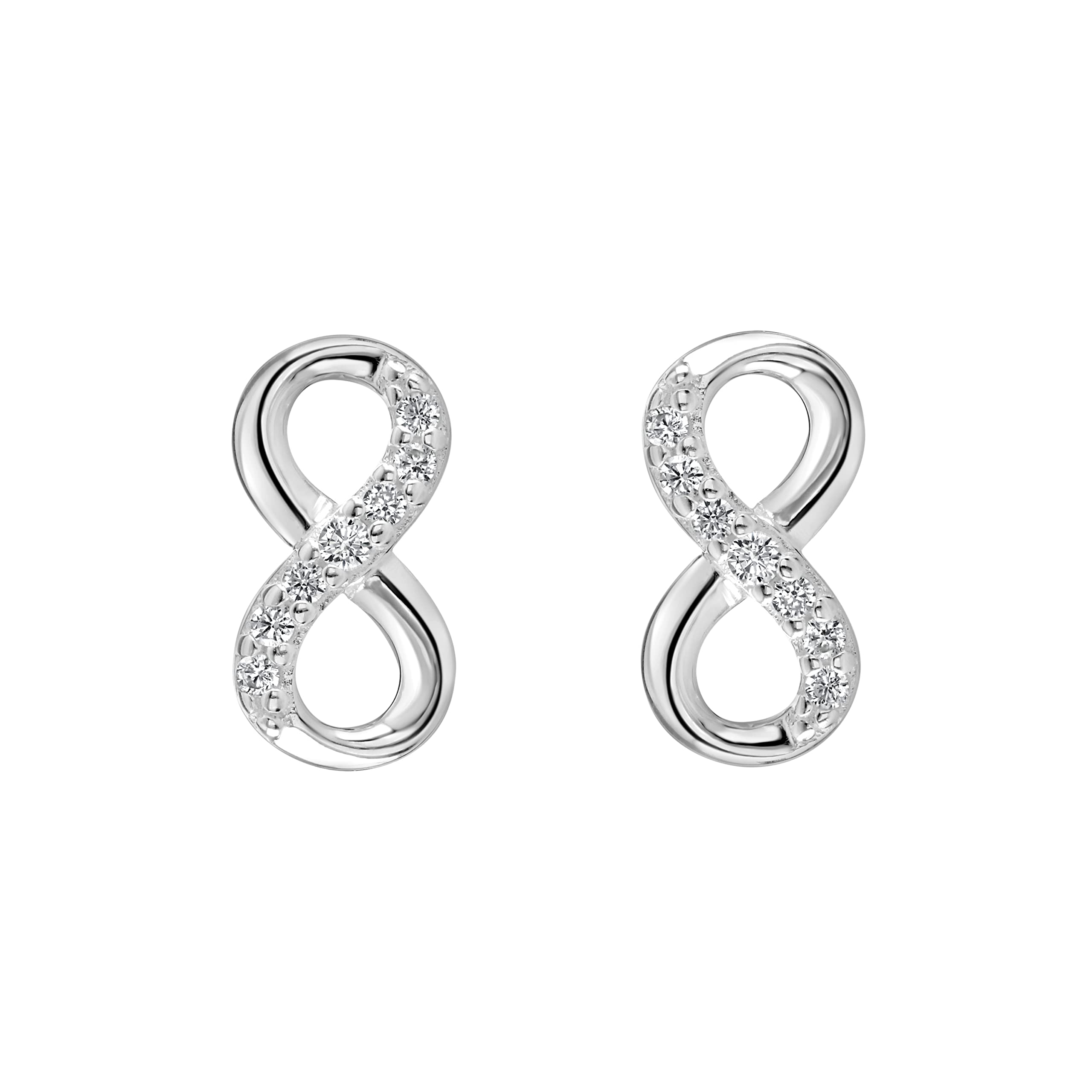 Dew Sterling Silver and Cubic Zirconia Infinity Stud Earrings, 3517CZ