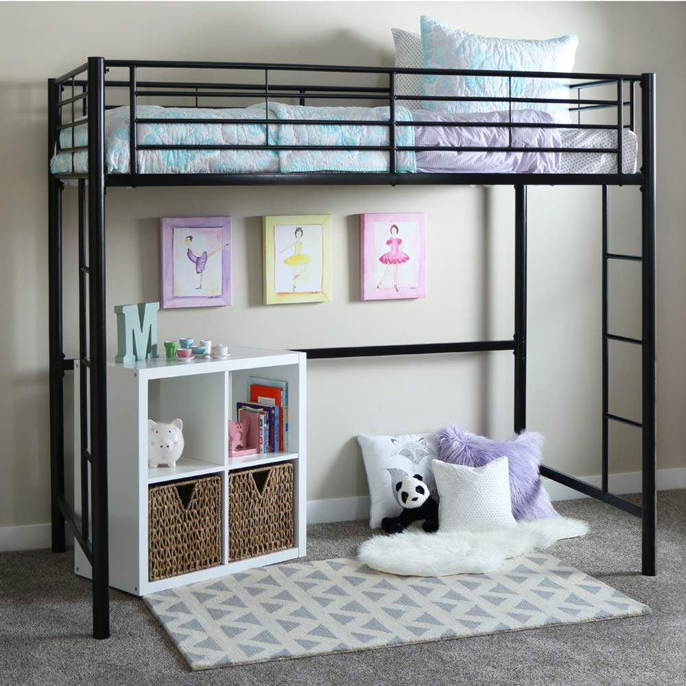 Walker Edison Orion Urban Industrial Metal Twin over Loft Bunk Bed, Twin Size, Black Buy Online