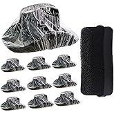 Lanxitown 10Pcs Cowboy Hat Cover and One Sponge Hat Brush Felt Hat Cleaner Hat Protector Dust Cover Black