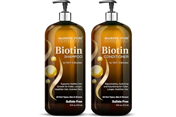 MAJESTIC PURE Biotin Shampoo and Conditioner Set with DHT Blocker Complex - Hydrating, Nourishing & Supporting Healthy Hair,