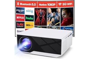 Wielio Projector with WiFi and Bluetooth, 15000Lumens Native 1080P Full HD Portable Outdoor Movie TV Projector, Compatible with TV Stick, Smartphone, HDMI, USB, AV