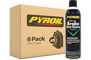 Pyroil Non-Chlorinated Brake Parts Cleaner, No VOC (50 State Formula), Instantly Removes Brake Dust, Grease & Grime, Quick Drying, 15 Oz (Pack of 6)