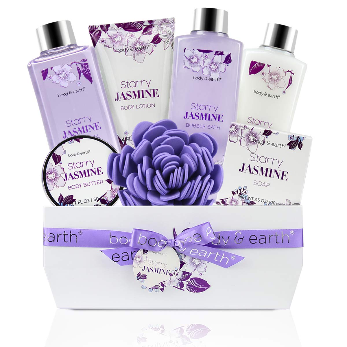 Bath Gift Set for Women Luxurious 8 Pcs Bath Set with Jasmine Scented