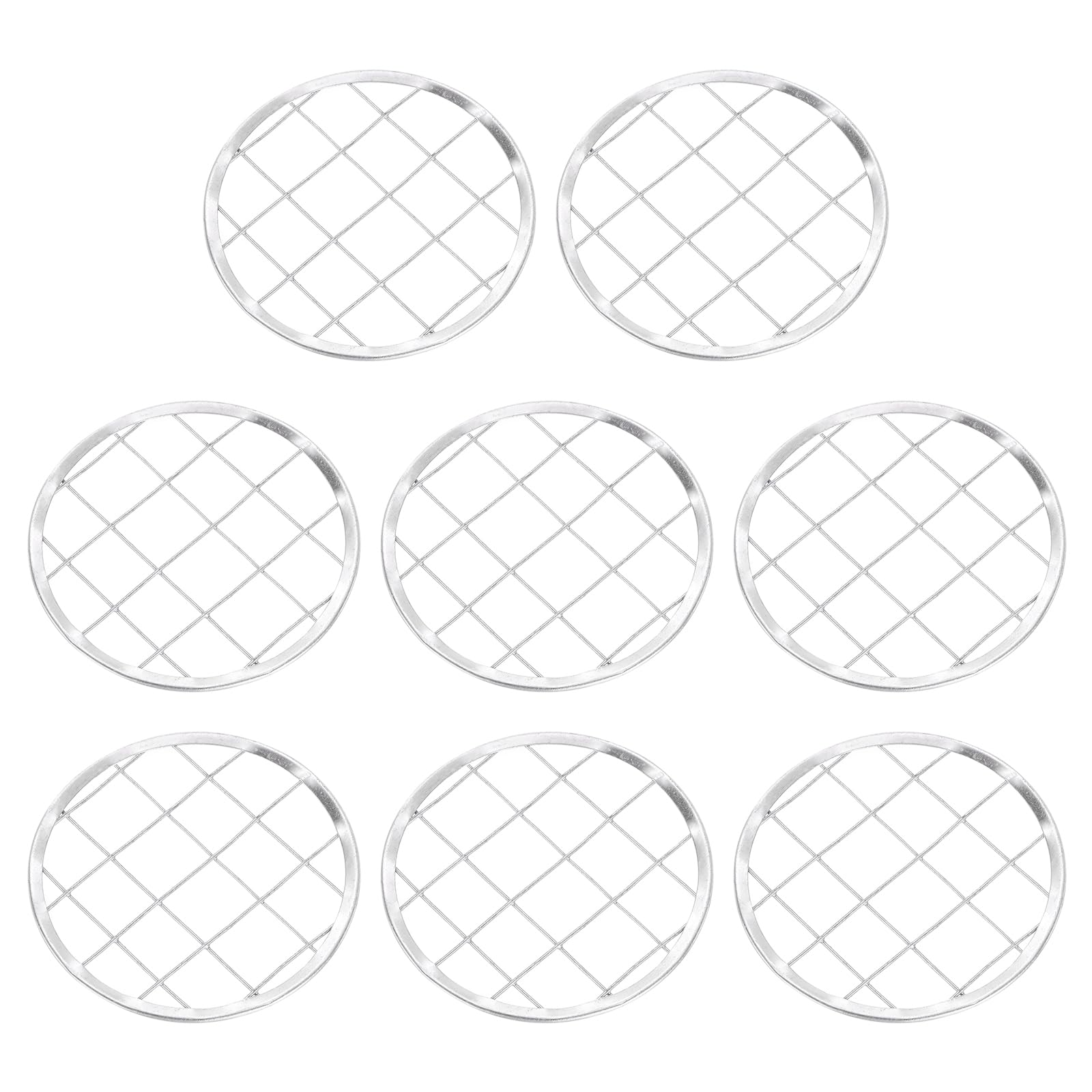 PATIKIL Flower Frog Lid 2.4inch, 8 Pcs Metal Round Floral Vase Insert Arranger for Arrangement Plant Fixation Regular Mouth Mason Canning Jar, Silver