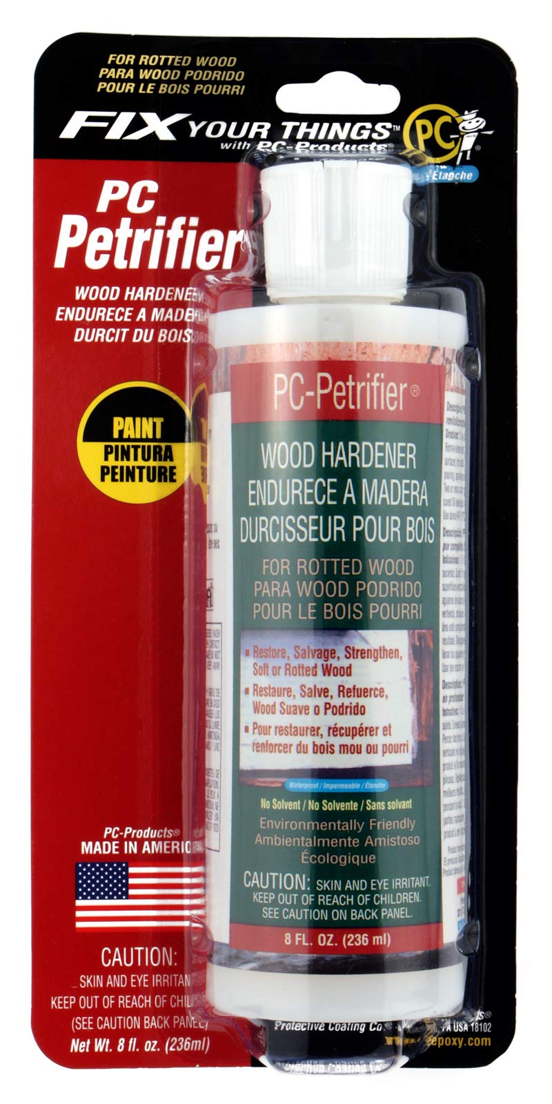 PC-Products 084441 PC-Petrifier Water-Based Rotted Wood Hardener, 8 Ounce, Milky White