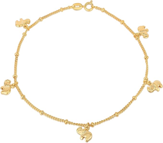 14K Gold Plated Charm Anklets For Women Girls, Dainty Foot Jewelry