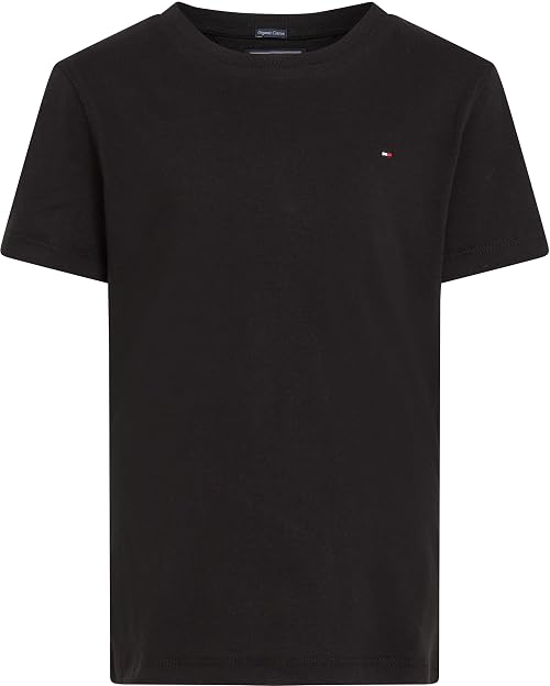 Tommy Hilfiger Boys’ Short Sleeve Round Neck T-Shirt, Black (Meteorite), 14 Years