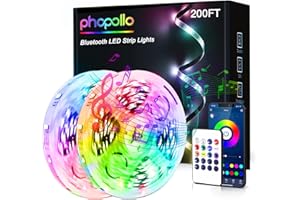 phopollo Bluetooth 24V Led Strip Lights 200ft (2 Rolls of 100ft), Color Changing LED Lights for Bedroom, Kitchen Decor, App Control and Music Sync
