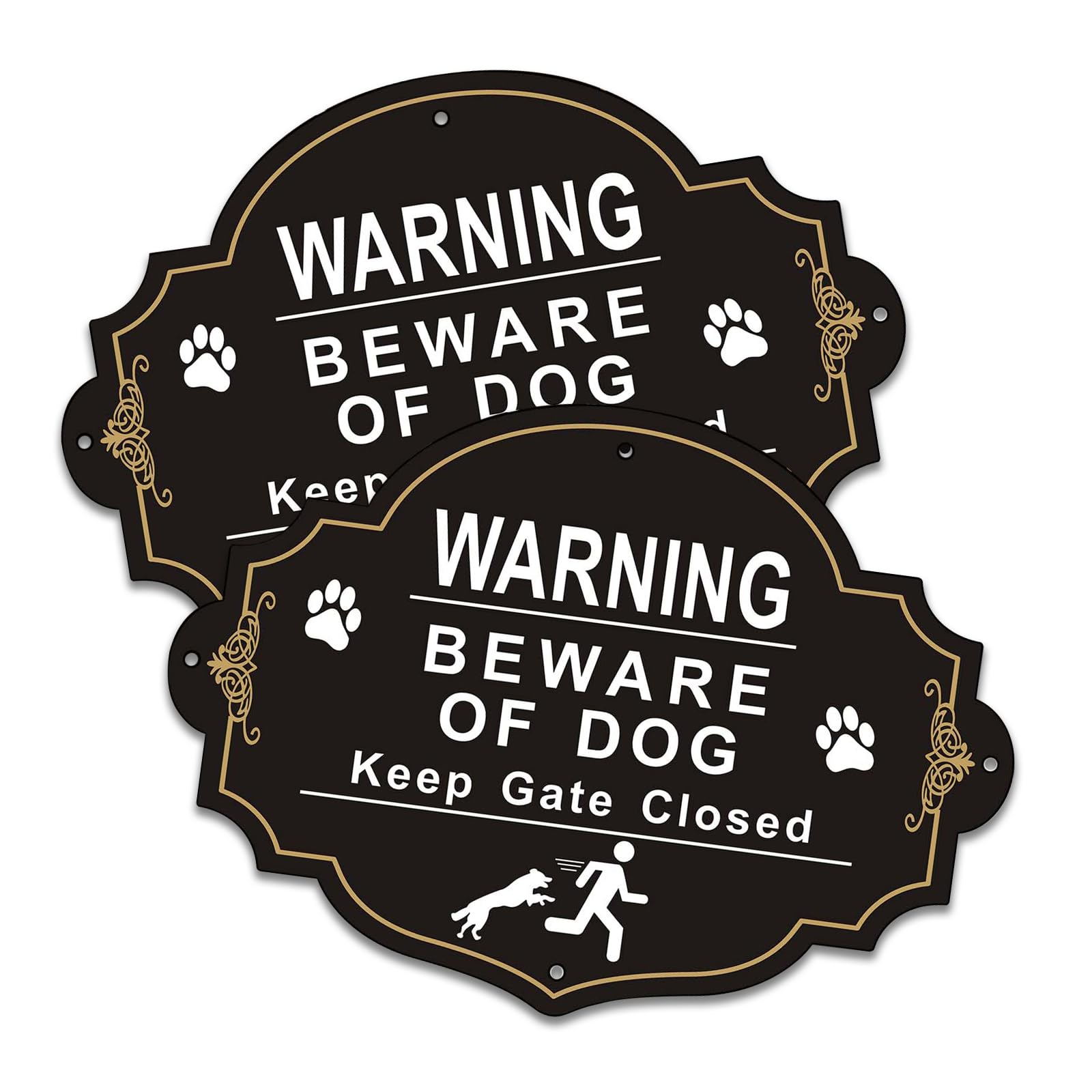 2 Pack Beware of Dog Signs for Fence, 10x8 inches Rust Free Aluminum Yard Sign, 40mil Thick Beware of Dog Sign, UV Protected & Waterproof, Outdoor/Home/Business Use