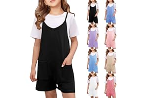 Girls Summer Jumpsuits Spaghetti Strap Romper Overalls Shorts for Girls Shortalls Kids Wide Leg Jumpsuits Loose Romper Shorts
