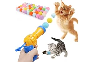 Mewlmart Interactive Cat Toys Cat Ball Launchers Enrichment Toys Pom Pom Balls50 Balls 1.2IN
