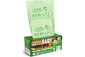 UNNI Compostable Lawn & Leaf Liner Bags, 30-33 Gallon, 124 Liter, 1.1 Mil Extra Thick, 40 Count, Yard Waste & Food Scraps Disposal, ASTM D6400, BPI, CMA & OK compost HOME Certified, San Francisco