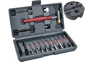 W WIREGEAR Pin Punch Set, Steel Roll Pin Punch Set, Punch Tool, Pin Punches with Replaceable Face Hammer, Made of Solid Material, Mechanical Repair Tool with Bench Block