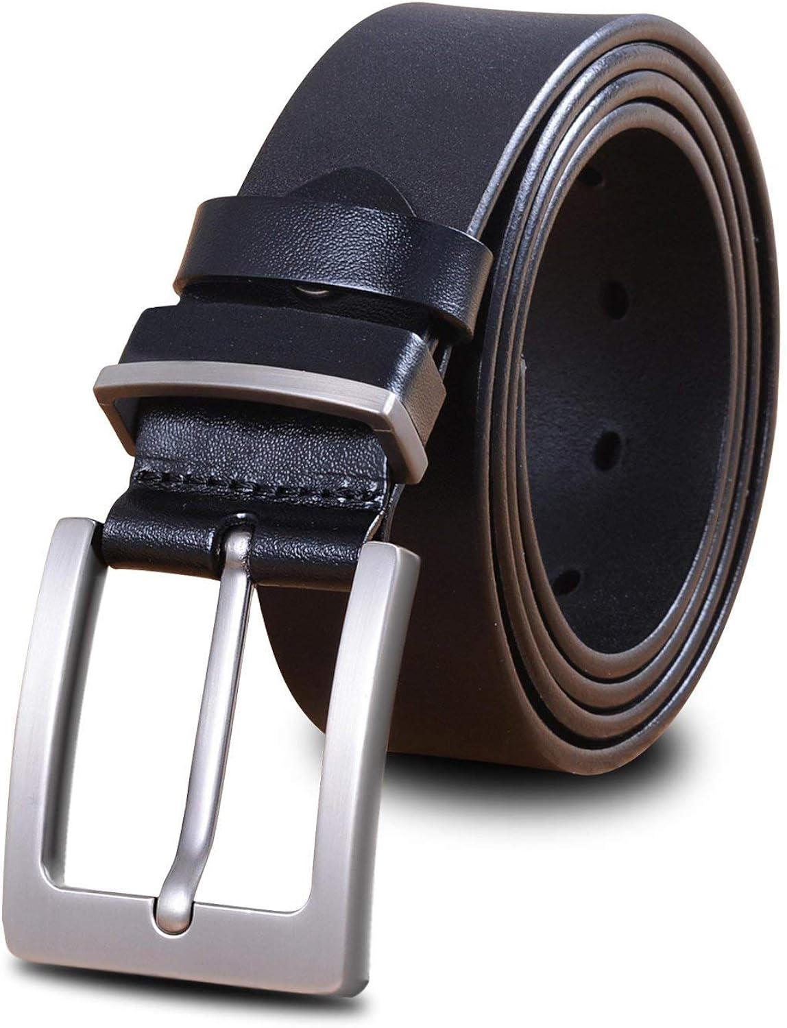 High Quality Italy Leather Brown Simple Black Belt Style Mens Dress