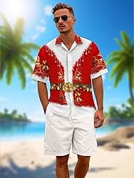 Christmas Hawaiian Shirts for Men Summer Beach