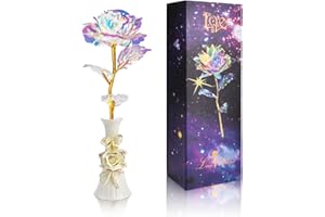 OEAGO Gifts for Mom Women Mothers Day Christmas Artificial Rose Flower Gifts from Daughter and Son, Colorful Birthday Flower Rose & Vase Gifts for Her Mom Wife, Xmas Stocking Suffers,Valentines Day