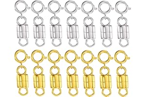 Clysoru Magnetic Necklace Clasp 14k Gold and Silver Beads Chain Extender Safety Buckle (14pcs Golds+Silvers)
