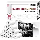 S1 Thermal Sticker Paper D20 S002 Self-Adhesive Mini Thermal Printer Sticker Paper Roll Compatible for Ponek Memoking T02 M02X M02 M02S PM290C 57 2-1/4" 10 Rolls White