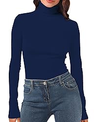 Womens Long Sleeve Turtleneck T-Shirts Mock Neck