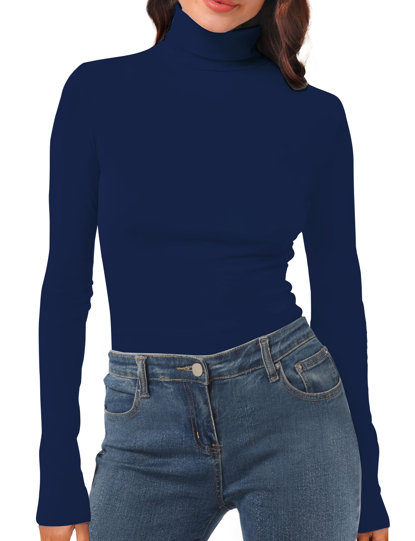 Womens Long Sleeve Turtleneck T-Shirts Mock Neck