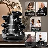 RAFIYU Waterfall Backflow Incense Burner with 60 Cones & Tongs, Black view 5