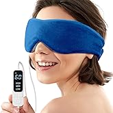 YFONG Heated Eye Mask, Warm Eye Compress Mask for Dry Eyes, USB Electric Heating Pad with Temperature & Timer Control, Dry Sleep Mask for Relax & Reduce Strain Dark Circle Stye Treatment, Blue