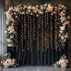 10ftx12ft Wrinkle Free Black Backdrop Curtain, 12