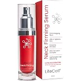 LifeCell Neck Firming Serum &ndash; Firms, Lifts &amp; Reduces Sagging Skin, 1.5oz | Fermiskin Complex with Shiitake, Vitamin D, Selenium, White Tea &amp; Chamomile &ndash; Lightweight, Unscented, All Skin Types