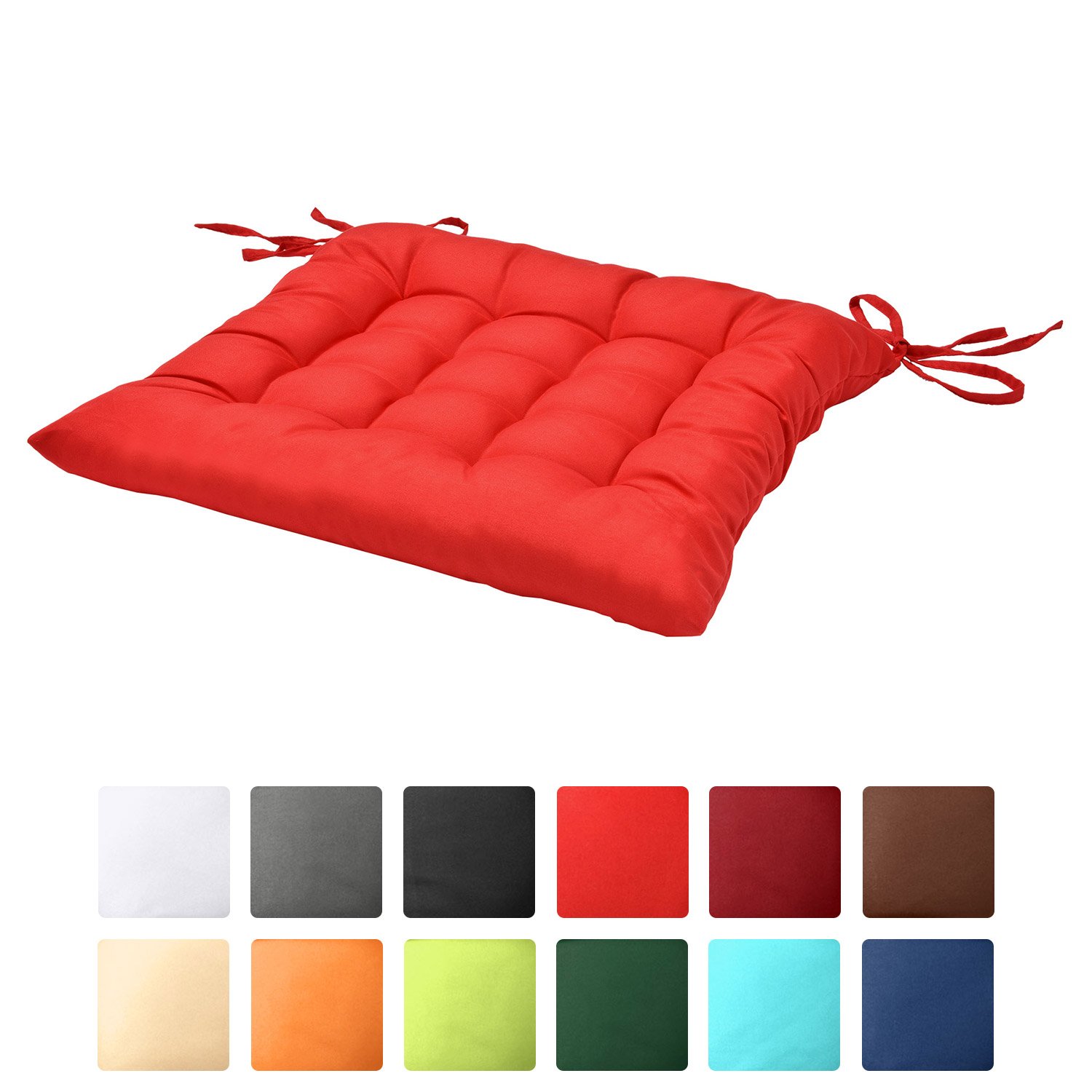 Lot De 2 Coussins De Chaise 45x45 Cm - Mousse 5 Cm, Attaches, Velours Côtelé Bleu Marine, Intérieur/extérieur