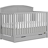 Dream On Me Storybrooke Convertible Baby Crib with Storage Drawer, Pebble G | 5-in-1: Converts to Toddler, Day &amp; Full Size Bed, Adjustable Height, GREENGUARD Gold Certified, BSA Verified, ASTM &amp; CPSC