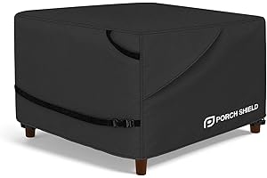 Porch Shield Patio Ottoman Cover - Waterproof Outdoor Square Side Table Covers – 31L x 31W x 18H inch, Black
