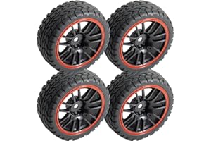 Vgoohobby 12mm Hex Wheel Rims & Rubber Tires Compatible with Redcat HPI Tamiya HSP RC 1/10 on-Road Touring Racing Car (Pack of 4)