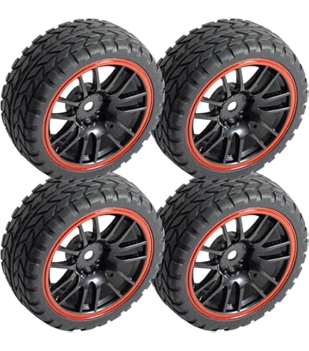 RC Buggy Wheels And Tires 4-Pack | 12mm Hex Hubs For HSP, Traxxas Bandit, Redcat, Wltoys 1/10 Scale Cars