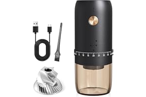 REALPERO Portable Electric Coffee Grinder， Upgraded External Adjustable 40 Levels Fine to Coarse Settings, Stainless Steel Conical Burr Rechargeable and Faster Grinding for Office,Home,Camping,Travel,Black