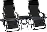 VOUNOT Zero Gravity Chair Set of 2 with Side Table Black Folding Loungers view 1