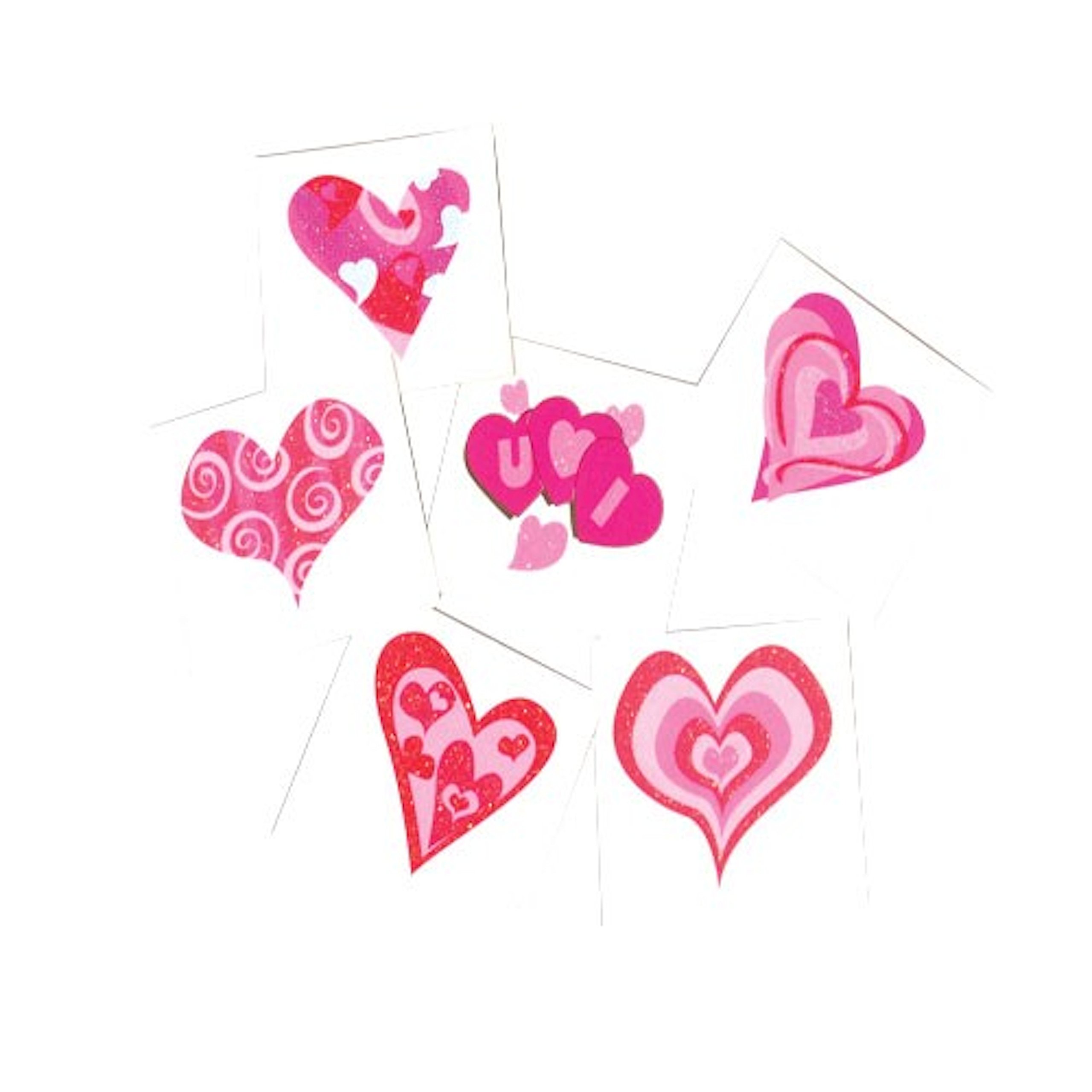 72 GLITTER Conversation HEART Temporary TATTOOS/VALENTINE'S