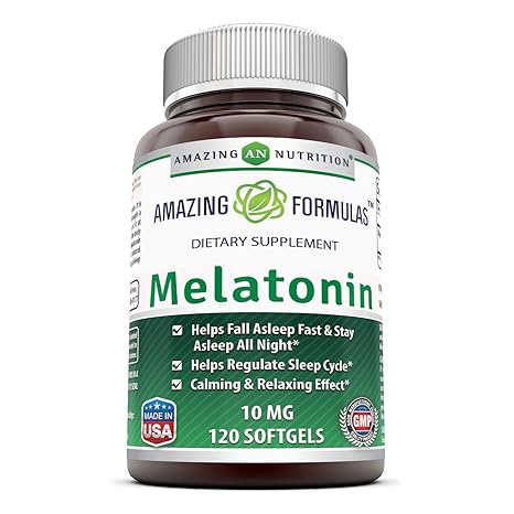 Amazon.com: Amazing Formulas Melatonin 10 Mg 120 Softgels - Best Choice of Natural Sleep Aid Supplement Promotes Calming and Relaxing Effect: Health ...